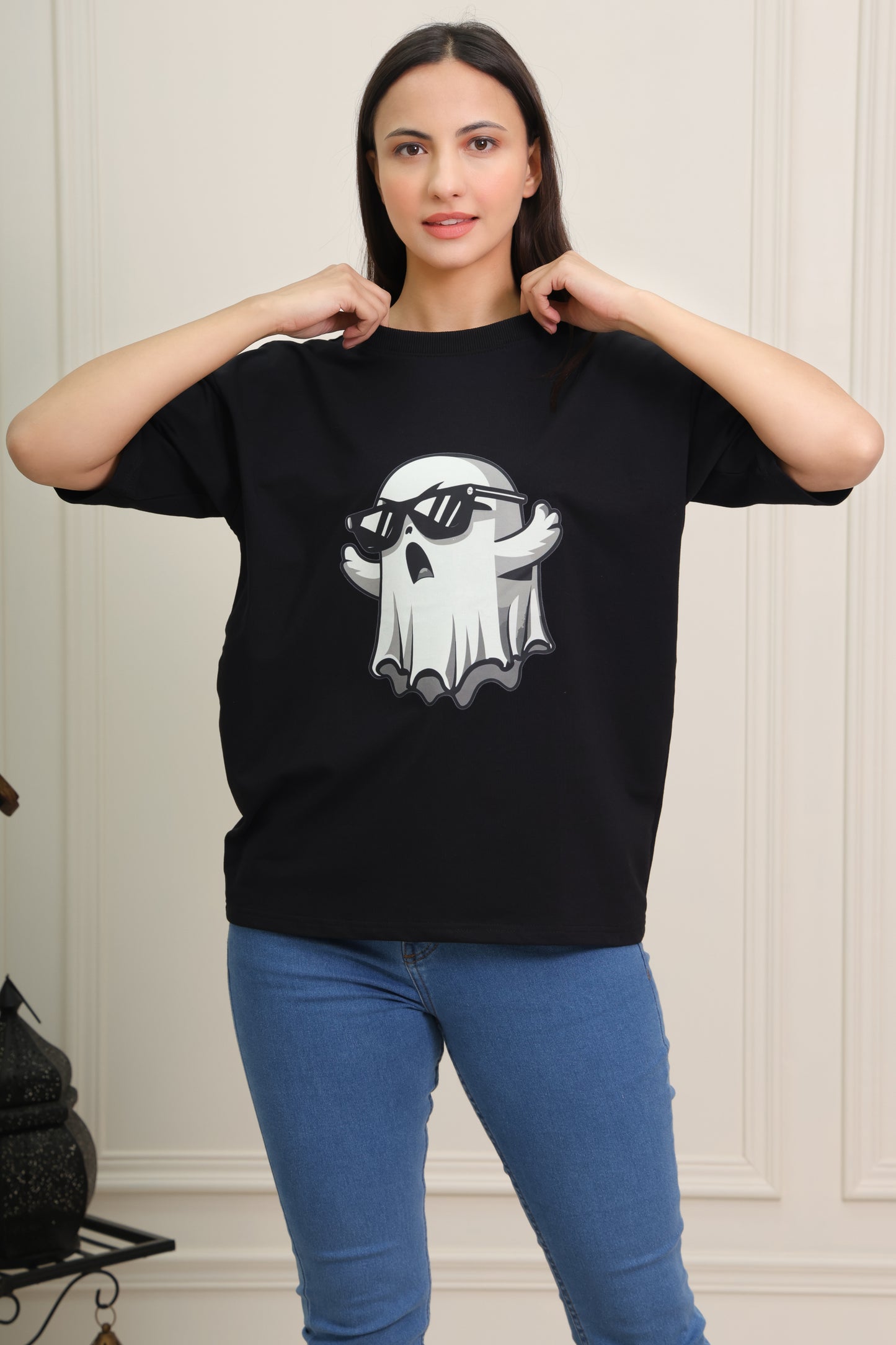 Cute ghost Black Oversized Tee