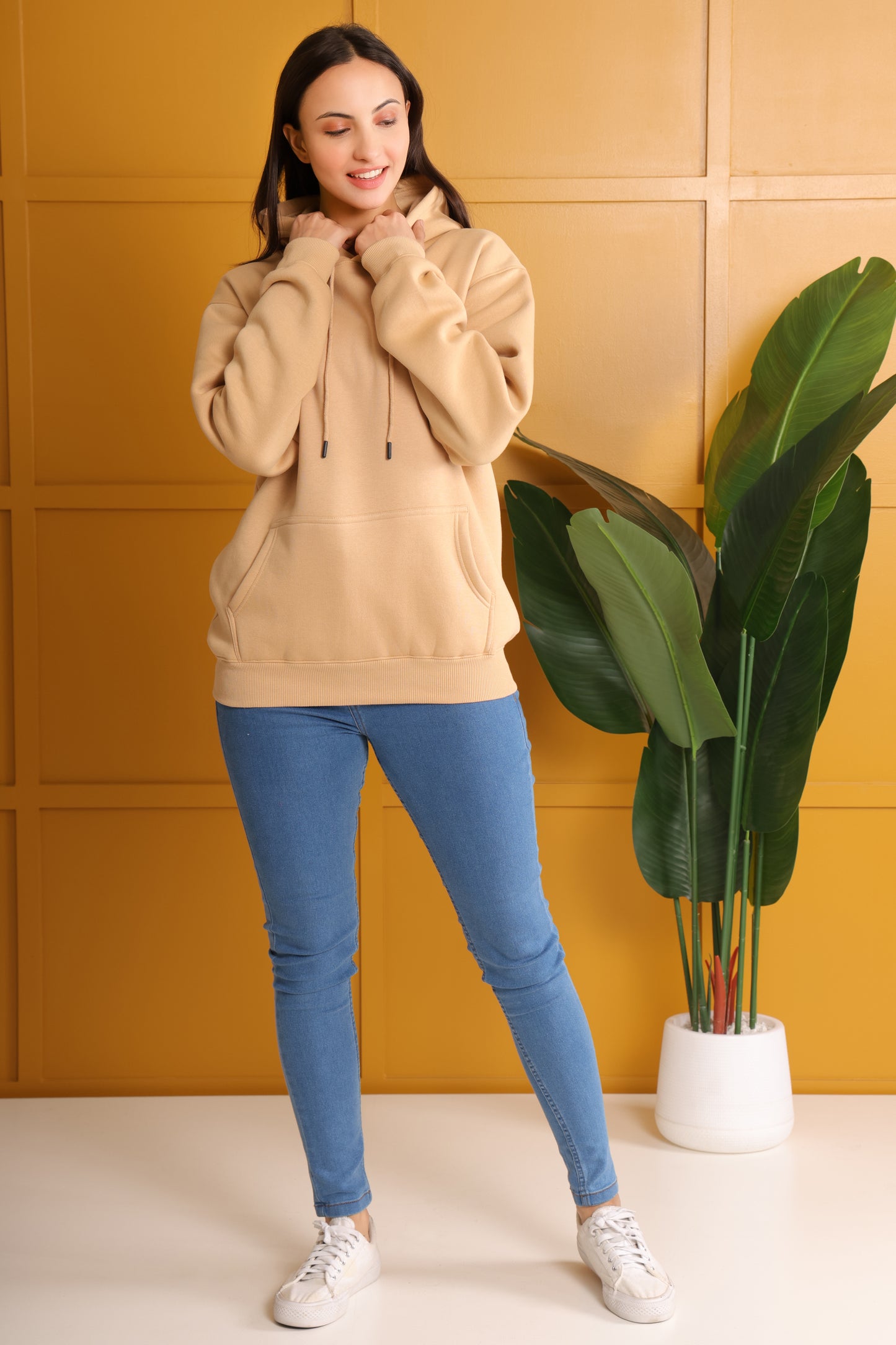 Tropical Vibes Hoodie Beige