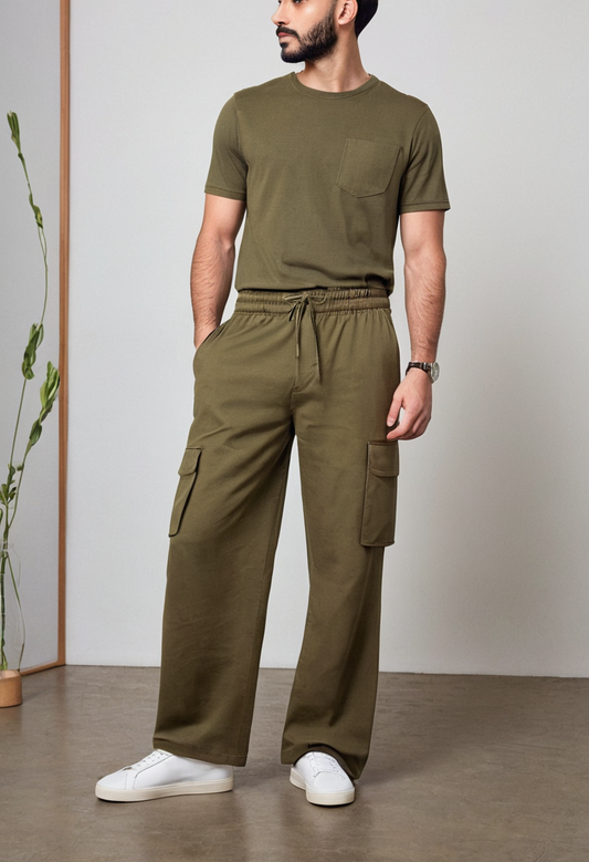 Olive Green Wide Jogger